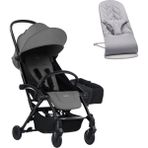 Babybjörn Bliss Ana Kucağı Petal Woven Grey & Bumprider Connect³ Bebek Arabası Black-Grey & Yan Düzenleyici Çanta