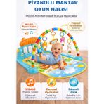 Babycim Piyanolu Mantar Desenli Bebek Oyun Halısı – Hayvan Figürlü - Turuncu - 50 x 70 cm