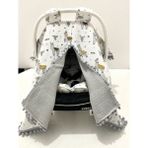 Babycity Pamuk Müslin Çok Amaçlı Çift Katlı Müslin Puset Örtüsü ve Minderi - 0 - 13 kg - Pudra