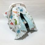 Babycity Pamuk Müslin Çok Amaçlı Çift Katlı Müslin Puset Örtüsü ve Minderi - 0 - 13 kg - Turkuaz