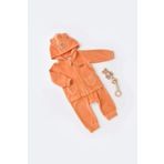 BabyCosy Bebek Kapüşonlu Kadife Pantolon Ve Uzun Kollu Ceket Takımı, %80 Organik Pamuk & %20 Polyester, Bebek