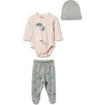 BabyCosy Organic Wear Bebek 3’lü Takım (Pantolon, Uzun Kol T-Shirt, Şapka), Bebek ve Yenidoğan Serisi - CSY8204 - 0 - 3 Ay - Green