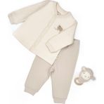 BabyCosy Organic Wear Bebek Alt Üst Takım %100 Organik Pamuk , Bebek - Yenidoğan- CSY8186 - Ekru - 9 - 12 Ay