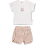 BabyCosy Organic Wear Bebek Kısa Kollu Tişört ve Pantolon Takımı, %100 Pamuk, Bebek ve Yenidoğan Serisi - CSYR4525 - 18 - 24 Ay - Taş Rengi
