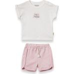 BabyCosy Organic Wear Bebek Kısa Kollu Tişört ve Pantolon Takımı, %100 Pamuk, Bebek ve Yenidoğan Serisi - CSYR4542 - 9 - 12 Ay - Pembe