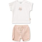 BabyCosy Organic Wear Bebek Kısa Kollu Tişört ve Pantolon Takımı, %100 Pamuk, Bebek ve Yenidoğan Serisi - CSYR4543 - 18 - 24 Ay - Salmon