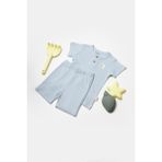 BabyCosy Organic Wear Bebek Şort ve Tişört Takımı, %50 Bambu - %50 Organik Pamuk, Bebek ve Yenidoğan Serisi - CSYB9043 - 9 - 12 Ay - Mavi