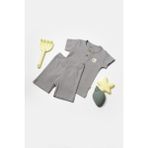 BabyCosy Organic Wear Bebek Şort ve Tişört Takımı, %50 Bambu - %50 Organik Pamuk, Bebek ve Yenidoğan Serisi - CSYB9044 - 9 - 12 Ay - Gri