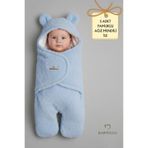 BABYDEN'S 0-12 Ay Welsoft Peluş Bebek Dış Kundak ,Uyku Tulumu ,Ayıcık Kulaklı İçi %100 Pamuk Astarlı Battaniye