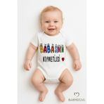 Babyden's Babasının Kıymetlisi Yazılı Çıtçıtlı Bebek Body Tulum | Kısa Kollu Pamuk Zıbın | 0-3 Ay - 24 Ay - Beyaz - 3 - 6 Ay