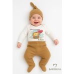 BABYDEN'S Dayısının Aslanı Baskılı 3’lü Bebek Takımı %100 Pamuklu Şapkalı Set Uzun Kol Çıtçıtlı Zıbın Şapka