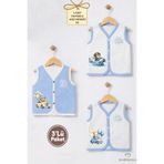 BABYDEN'S Erkek Bebek 3’lü Jakarlı Yelek Set Çıtçıtlı Bebek Yeleği Ayıcık Baskılı,Pamuklu,Yenidoğan Yelek Seti