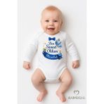 Babyden's Sünnet Kıyafeti Erkek Bebek Body %100 Pamuk – Ben Sünnet Oldum Maşallah Baskılı Zıbın – Uzun Kol Body - 6 - 9 Ay - 001-Beyaz