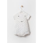 Babydola Baskılı Basic Tshirt Tulum Salopet 2'li Takım Ekru 12845 - 1,5 Yaş