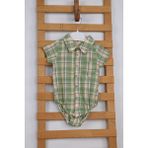 Babydola Kısa Kol Poplin Kumaş Erkek Bebek Ekose Gömlek Badi 3503S - Yeşil - 6 - 9 Ay