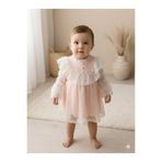 Babydola Kız bebek abiye elbise tüllü güpürlü model 3/36 ay doğum günü elbisesi özel gün