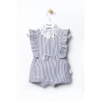 Babydola Marin Desen Salopet Bayramlık Kız Bebek 2'li Takım 12931 - 6 Ay - Çok Renkli