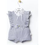 Babydola Marin Desen Salopet Bayramlık Kız Bebek 2'li Takım 12931 - Kahverengi - 3 Ay