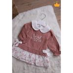 Babydola Müslin Kız Bebek Bayramlık Uzun Kollu Elbise 15178 - Kahverengi - 18 - 24 Ay