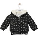 Babydoll %100 Pamuk Erkek Bebek Kapüşonlu Polar Mont - Siyah - 1 Yaş