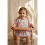 Babydonat Aura Flora Sanatsal Çiçek Desenli Sıvı Geçirmez Cepli Leke Tutmaz Bebek Mama Önlüğü - Premium Kalite Yumuşak Doku 6-24 Ay - Çok Renkli - Standart