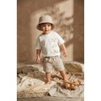 Babydonat Erkek Çocuk %100 Pamuklu Seek The Adventure Baskılı Tişört, Keten Görünümlü Şort ve Şapka 3'lü Kombin Set - 3 Yaş - Bej