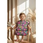 Babydonat Joyful Pop Renkli Pop-Art Desenli Sıvı Geçirmez Cepli Bebek Mama Önlüğü - Eğlenceli Figürlü Leke Tutmaz Ek Gıda Önlüğü 6-24 Ay - Çok Renkli - Standart