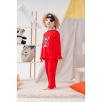 Babydonat Korsan Desenli Çanta ve Maskeli % 100 Pamuk Erkek Çocuk Pijama Takımı - Kırmızı - 7 Yaş