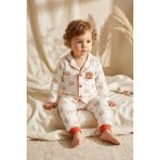 Babydonat Milo Bear Bebek ve Çocuk Fitilli Pijama Takımı - Kırmızı Biyeli Ayıcık Baskılı Pamuklu Kaşkorse Takım - 2 Yaş