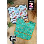 Babydonat Play Safari Desenli Sıvı Geçirmez Kolsuz 6-24 Ay 2'li Aktivite ve Mama Önlüğü - Çok Renkli - Standart