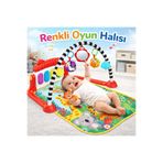 babydoor Safari Piyanolu Desenli Bebek Oyun Halısı 0+Ay Sevimli Hayvan Figürlü Işıklı ve Müzikli Gelişim Matı