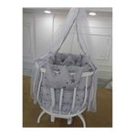 babyen1 Grı Taçlı Sepet Için Uyku Seti (BEŞİK HARİÇTİR)