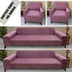 Babyface Kadife Kumaş 2 Adet Üçlü & Çekyat- 2 Adet Tekli Set Koltuk Kılıfı - 180 x 230 cm - Gül Kurusu