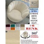 Babyface Kumaş Tekli & Berjer Koltuk Kılıfı, Papatya,istiridye, Midye Model Koltuk Kılıfı - 85 x 96 cm - Bej