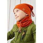 Babygiz Erkek Bebek Çocuk Kiremit Ip Detaylı Şapka Bere Boyunluk Takım Rahat %100 Pamuklu Kaşkorse - Kiremit - Turuncu - 14+ Yaş