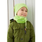 Babygiz Erkek Çocuk Boyunluk Fıstık Yeşili İp Detaylı Bere Takım
