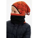 Babygiz Erkek Çocuk Panda Desenli Bere Boyunluk Set Yumuşak Çift Katlı %100 Doğal Pamuklu Penye