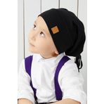 Babygiz Erkek Çocuk Siyah Ip Detaylı 4 Mevsim Şapka Bere Buff -yumuşak Doğal Penye