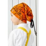Babygiz Erkek Çocuk Turuncu Siyah Figürlü Ip Detaylı 4 Mevsim Şapka Bere Buff -yumuşak Doğal Penye Kumaş BG850E01