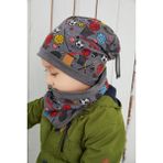 Babygiz Füme Erkek Çocuk Spor Bere Boyunluk Set Yumuşak Çift Katlı %100 Doğal Pamuklu Penye - 11 - 14 Yaş
