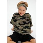 Babygiz Kamuflaj-Kamuflaj Erkek Çocuk Pamuklu Penye Oversize Kamuflaj T-Shirt Bandana İkili Takım - 13 - 15 Yaş