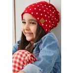 Babygiz Kırmızı Beyaz Puantiye Kız Çocuk Bebek Şapka Bere Yumuşak %100 Pamuklu Penye Trend Seri