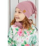 Babygiz Kız Bebek Çocuk Koyu Pembe Ipli Şapka Bere Boyunluk Takım Rahat %100 Pamuklu Kaşkorse Yerli Üretim