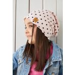 Babygiz Pudra Siyah Puantiye Kız Çocuk Bebek Şapka Bere Yumuşak %100 Pamuklu Penye Trend Seri