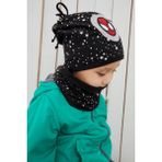 Babygiz Siyah Beyaz %100 Pamuklu Doğal Yumuşak Çift Katlı Penye Spiderman Çocuk Bebek Bere Boyunluk Set - 1 - 3 Yaş