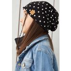 Babygiz Siyah Beyaz Puantiye Kız Çocuk Bebek Şapka Bere Yumuşak %100 Pamuklu Penye Trend Seri