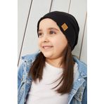 Babygiz Siyah Kız Çocuk Bebek Şapka Bere Yumuşak %100 Pamuklu Penye Trend Seri