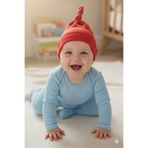 Babygiz Yenidoğan Kız Erkek Bebek %100 Pamuklu Penye Extra Yumuşak Hafif Terletmez Bere Kırmızı