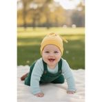 Babygiz Yenidoğan Kız Erkek Bebek %100 Pamuklu Penye Extra Yumuşak Hafif Terletmez Bere Sarı