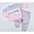 Babygo 3435BG Bebek Süper Baskılı Lila Eşofman Takımı - 6 Ay